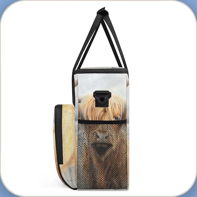 Coffee Maker Carrying Bag Highland Cow Single Cup Coffee Maker Travel Bag Compatible with Keurig K-Mini or K-Mini Plus Portable Storage Bag with Shoulder StrapAZ-195