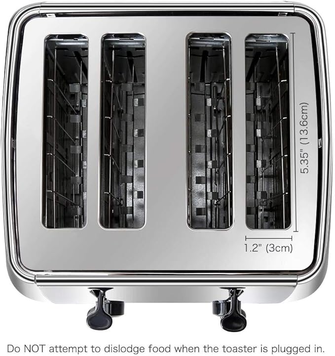 Toaster 4 Slice Stainless Steel Bagel Toaster Extra Wide Slots with 6 Browning Setting Bagel/Reheat/Defrost/Cancel Function for Toasting Bread Bagels and Waffles 1500W Silver
