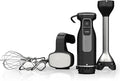 Black Hand Blender and Hand Mixer Combo with Whisk and Beaters Power Mixer System