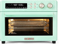 VAL CUCINA Retro Style Infrared Heating Air Fryer Toaster Oven Extra Large Countertop Convection Oven 10-in-1 Combo 6-Slice Toast Enamel Baking Pan Easy Clean with Recipe Book Green Color