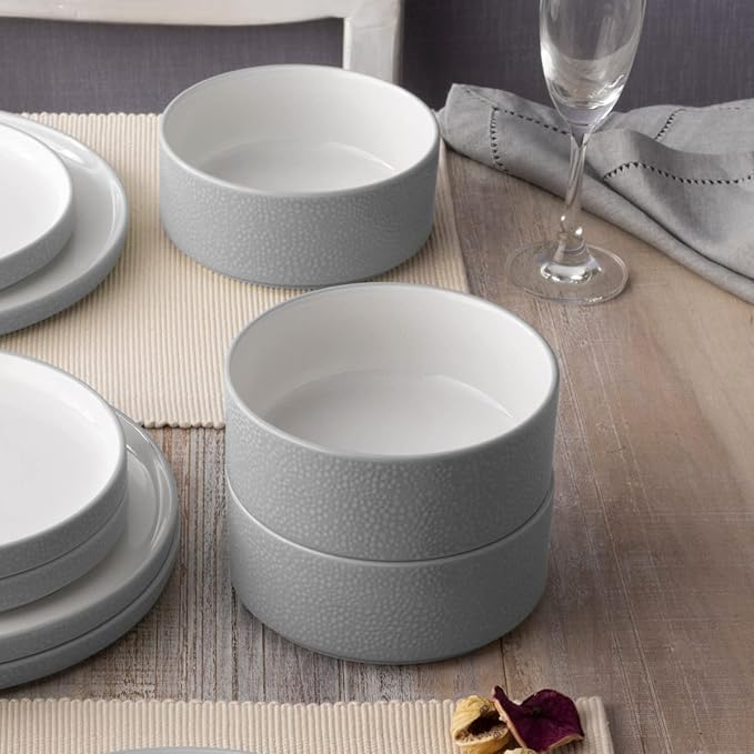 Noritake ColorTex Stone Grey 12-Piece Dinnerware Set Service for 4