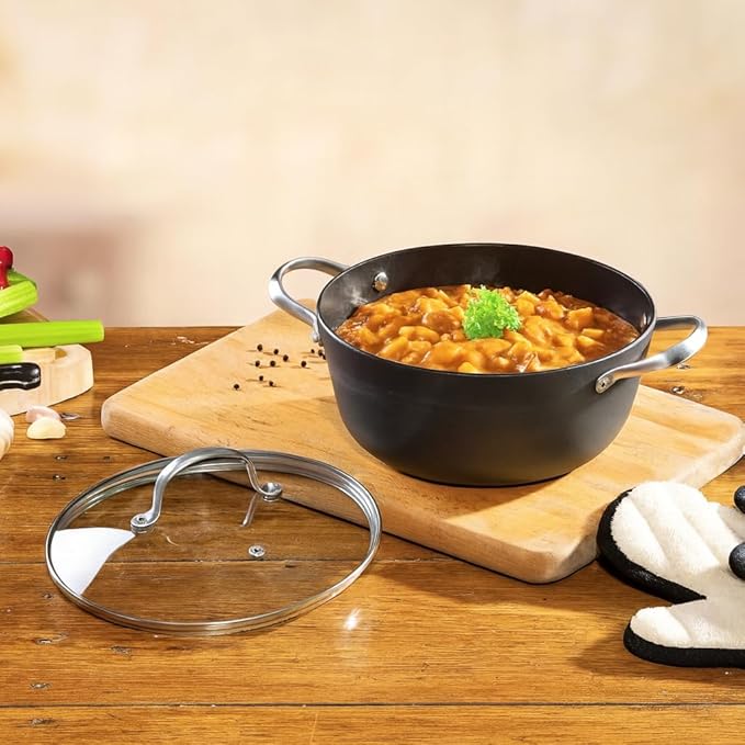 Cuisiland 4-Piece Honeycomb Cast Iron Cookware Set – 2.5QT/7.5'' Milk Pot 10 Frying Pan 10 Shallow Braising Pan &amp 5.5QT/10.5'' Casserole Pot Non-Stick Oven Safe Classic Heat Retention