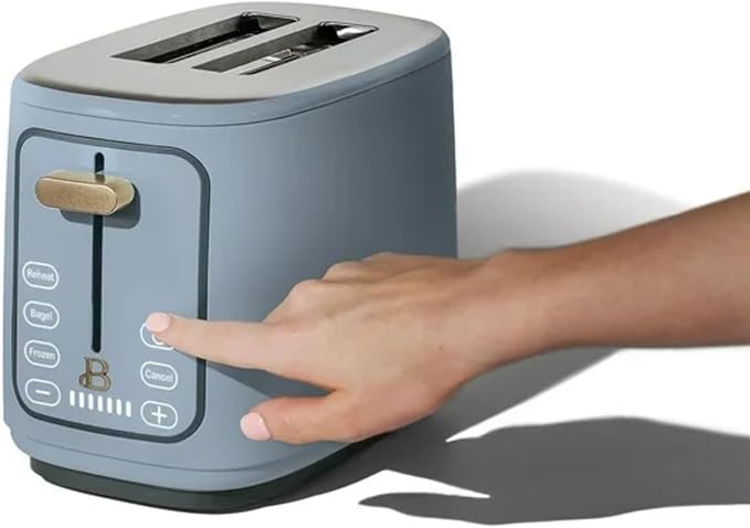 2 Slice Digital Toaster with Touch Control Panel Adjustable Toast Shade Settings Wide Bread Openings Bagel &amp Frozen Modes Removable Crumb Tray (Cornflower Blue)