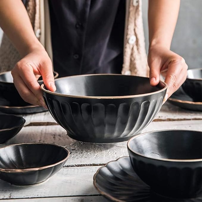 Dinnerware Set Plates and Bowls Sets 45 Pieces Petal Design Matte Porcelain Dinnerware Set | Cereals Bowl &amp Cup &amp Plate For Wedding Gifts And Family Party