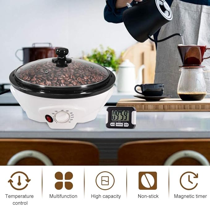 JIAWANSHUN Coffee Roaster Upgraded Electric Coffee Bean Roaster 1.1lb Coffee Roaster for Home Use0-240℃ Temperature Adjust&ampTimer 110-120V