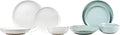 Sango Kaya 16-Piece Stoneware Dinnerware Set – Service for 4 Plate &amp Bowl Set Featuring Rustic Blue Speckled Design for Everyday Dining &amp Entertainment Microwave &amp Dishwasher Safe