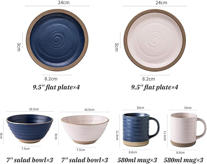 Dinnerware Set Luxury Family Dinner Service Set 20 Pieces Two-Color Ceramics Dinner Combination Set For Wedding Gifts | 6 Cereals Bowls And 8 Steak Plates Sets