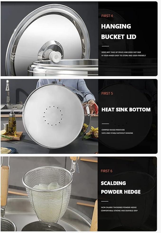 Stainless Steel Commercial Noodle Cooker Energy-Saving and Thermal Insulation Tabletop Noodle Bucket Noodle Cooker Applicable to Dumplings Marinated Materials and Spaghetti Etc4