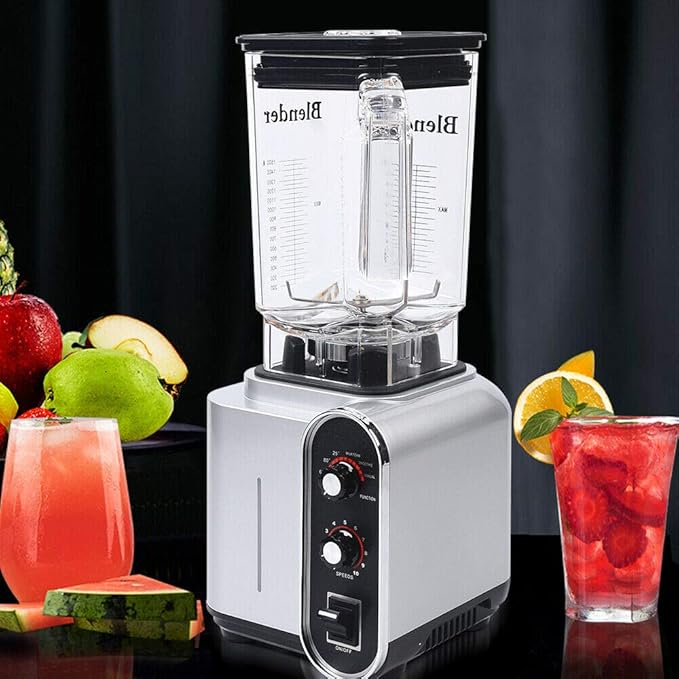 Commercial Blender for Smoothies 2200W Commercial Blender with Soundproof Shield 50.72 Oz Capacity 10 Time Settings &amp Power-Off Protection Setting Food Pusher Blenders for Kitchen Restaurant