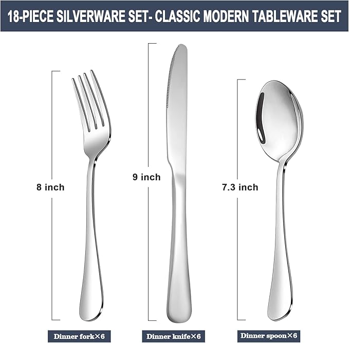 24-Piece Silverware Set Flatware Set for 8 Food-Grade Stainless Steel Tableware Cutlery Set Mirror Finished Utensil Sets for Home Restaurant