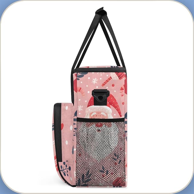 Abstract Santa Claus Coffee Maker Carrying Bag Retro Santa Claus Travel Storage Bag Compatible with K-Mini or K-Mini Plus Single Serve Coffee Brewer Carrying Case with Pockets &amp Shoulder Strap