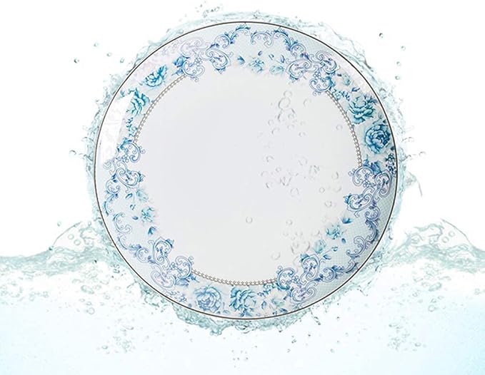 65 pcs Dinnerware Set Serves for 10 People Line Drawing Decoration Bone China Tableware SetPremium Quality Porcelain Dishes/Plate/BowlDishwasher &amp Microwave SafeBlue (60pcs Serves for 10 Peopl