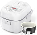 Toshiba Mini Rice Cooker 3 Cups Uncooked Small Rice Cooker Steamer &amp Warmer With Fuzzy Logic And One-Touch Cooking 24 Hour Delay Timer And Auto Keep Warm Feature White