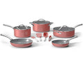 Bakken 12-Piece Aluminum Cookware Set with Ceramic Nonstick Coating PTFE &amp PFAS Free All Stovetop Safe Up To 500°F Pots and Pans Set with Lids Silicone Utensils Included Dishwasher Safe Pink