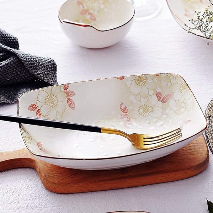 Elegant Dinnerware Set Dinner Plates Bowls Set Glaze Porcelain Dinnerware Sets26 Pcs
