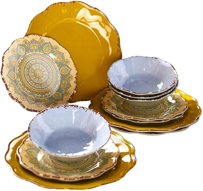 Mandala Melamine 12-Pc. Dinnerware Set