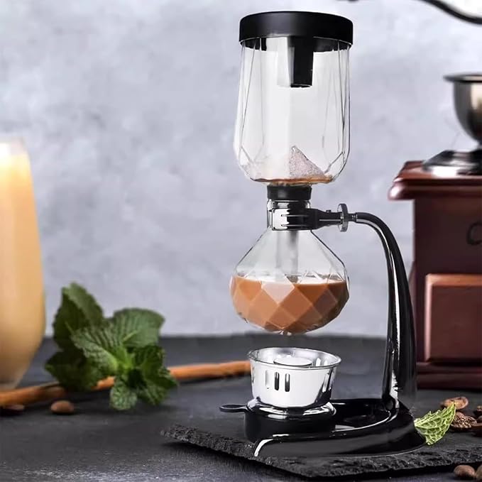 Tabletop Glass Siphon Pot Vacuum Technology Syphon Coffee Maker with Hot Tea Maker Machine Large Capacity &amp Perfect for Serving 3-4 Guests Heat-resistant -30°C To 180°C for Home and Office