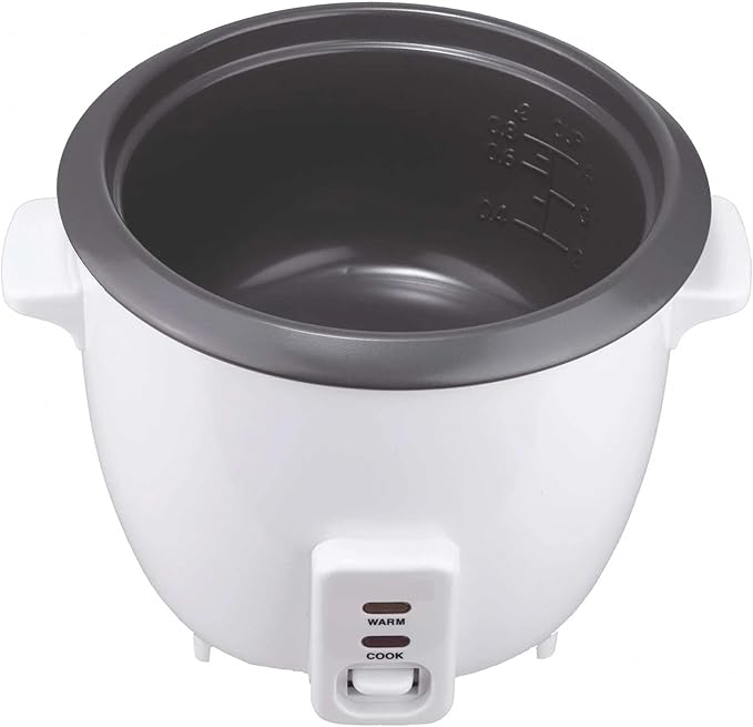 Electric Rice Cooker and Steamer – 4 5 8 or 15 Cup Non-Stick Rice Maker with Food Steamer Tray – One-Touch Operation Keep Warm Function Glass Lid White (15 Cup)