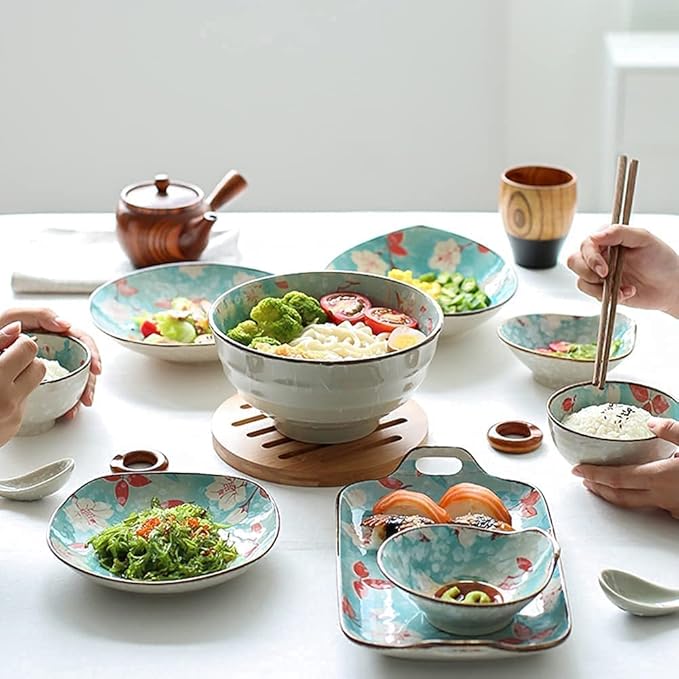 Dinnerware Set Luxury Family Dinner Service Set 11 Pcs Dinnerware Sets Porcelain Tableware Set with Plates Dishes and Bowls Ceramic Dinner Set Microwave and