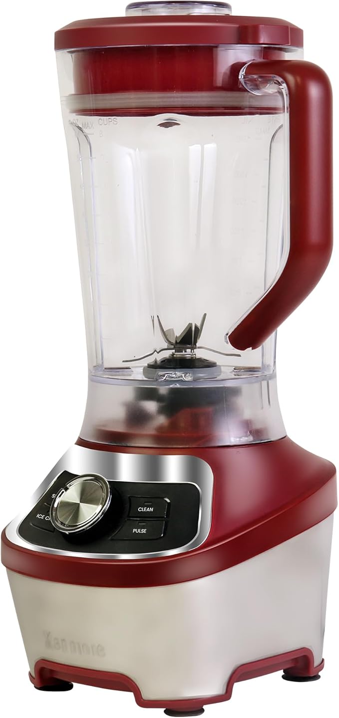 Kenmore Countertop Blender – Electric Mixer for Smoothies Ice Crush &amp Pulse Function Heavy Duty Tritan plastic Pitcher licuadora With 6 Speed Kitchen Appliance Dishwasher-Safe Jar Red