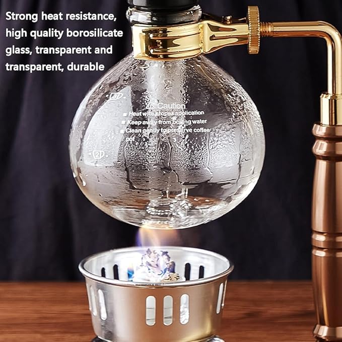 Coffee Maker Set – Manual Vacuum Coffee Siphon Brewer with Glass Pot and Stainless Steel Stand for Coffee and Tea Brewing(Size:500ml)