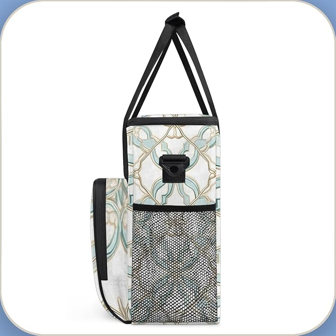 Green Mandala Coffee Maker Carrying Bag Ethnic Aztec Travel Storage Bag Compatible with K-Mini or K-Mini Plus Single Serve Coffee Brewer Carrying Case with Multiple Pockets &amp Shoulder Strap