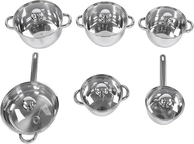 Pssopp Cookware Cookware Set Kitchen Pots and Pans with Lids Shovel Spoons for Home Cooking 15Pcs Stainless Steel Stainless Steel Set