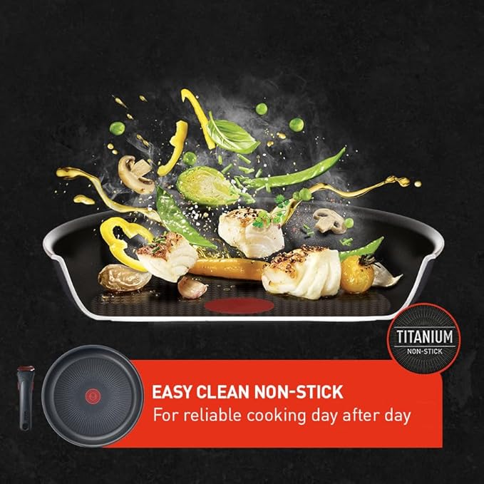 Tefal Ingenio Easy On 13 Piece Pots &amp Pans Set Stackable Easy Cleaning Non-Stick Coating Heat Indicator Removable Handle All Hobs Compatible Except Induction L1599243