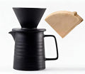 BeeCa Premium Black Ceramic Pour Over Coffee Maker Set 17oz/500ml V60 Brewer Retains Optimal Heat &amp Flavor Includes Paper Filters Home Office Cafe Multi-Serving