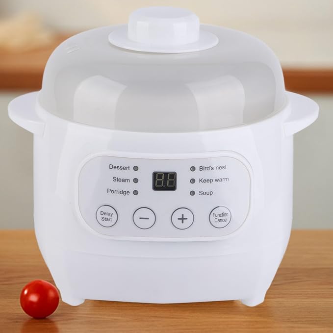 1L 200W Electric Stew Pot Ceramic Liner Versatile Cooker for Porridge Rice Soup