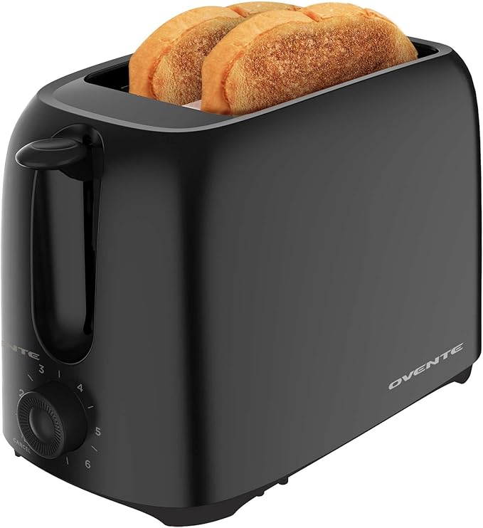 OVENTE Electric 2 Slice Toaster Machine with 6-Shade Toast Settings 700W Power &amp Electric Sandwich Maker with Non-Stick Plates Indicator Lights Cool Touch Handle