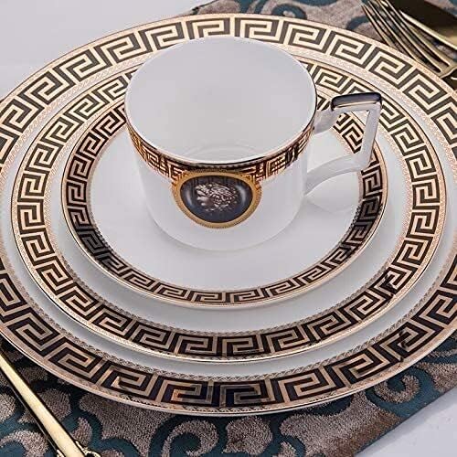 Dinnerware Sets - Luxury Gift Dishes Service Set Fine Bone China Porcelain European Court Style Dinnerware Set Dinner Plates Coffee Cup Saucer Set Bone China Plate Teacup Dish