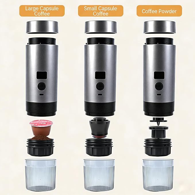 Wireless Mini Espresso Machine Portable Coffee Maker for Travel/Camping/Office 3-in-1 Single Serve Coffee Maker Compatible with Capsules&ampGround Coffee Gifts for Espresso Lovers (Purple)