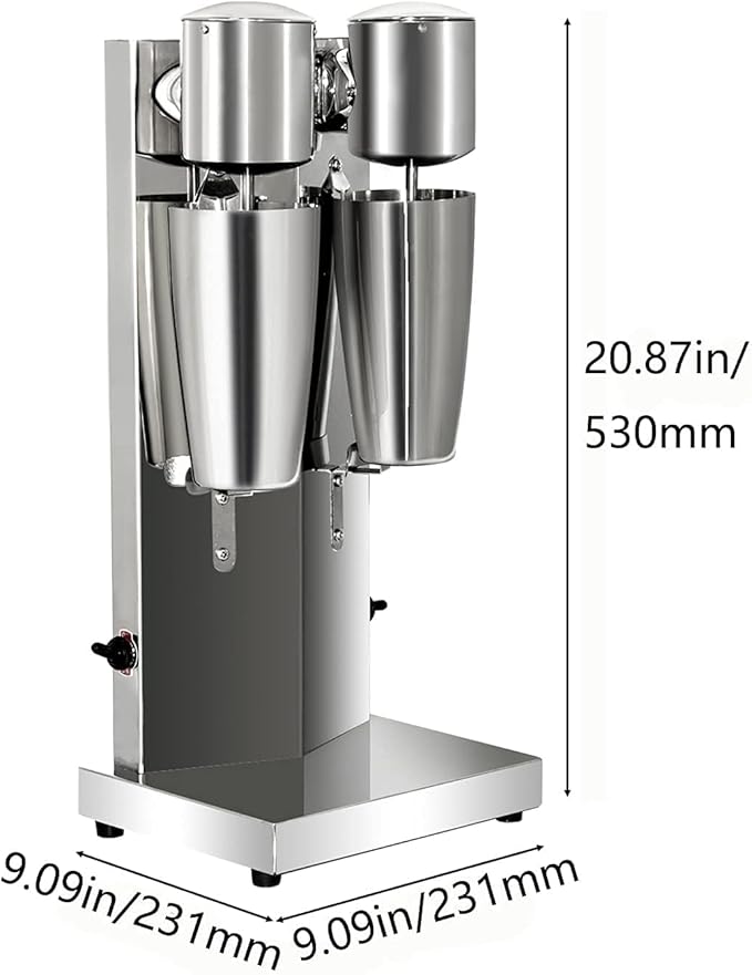 Milkshake Maker Commercial Double Head Milk Shake Machine Stainless Steel Milkshake Blender Two-Speed 110V 180W