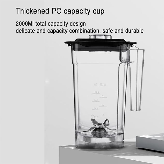 Professional Smoothie Blender Commercial Countertop Blender with Shield Quiet Sound Enclosure Electric Smoothie Maker Automatic Cleaning Fruit Juicer Ice Crusher for Home Restaurants Hotels