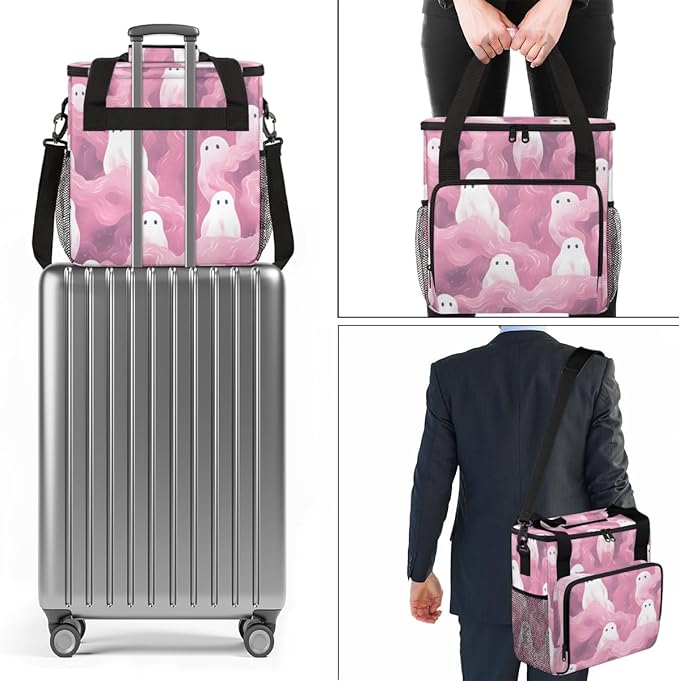 Halloween Ghosts Coffee Maker Carrying Bag Dreamy Ghosts Travel Storage Bag Compatible with K-Mini or K-Mini Plus Single Serve Coffee Brewer Carrying Case with Multiple Pockets &amp Shoulder Strap