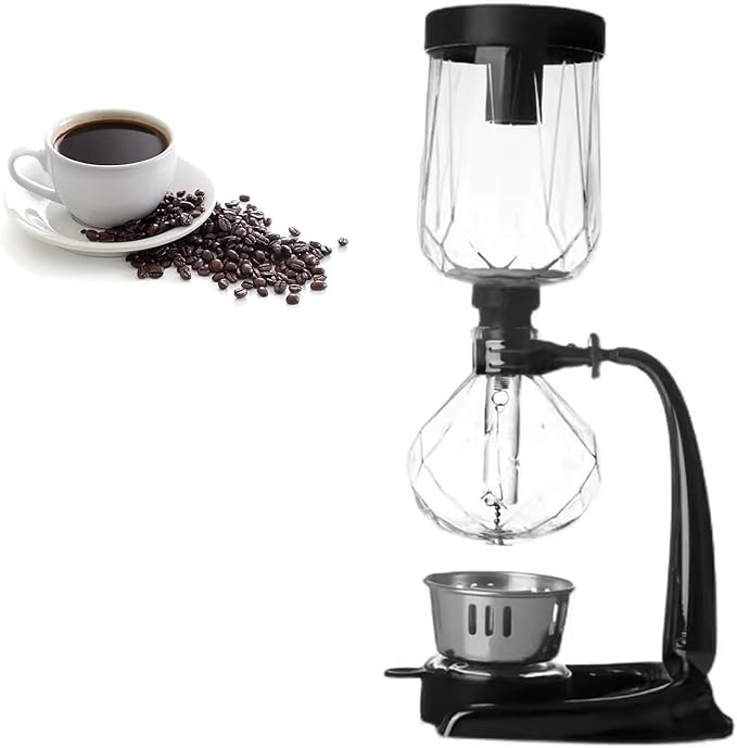 Tabletop Glass Siphon Pot Vacuum Technology Syphon Coffee Maker with Hot Tea Maker Machine Large Capacity &amp Perfect for Serving 3-4 Guests Heat-resistant -30°C To 180°C for Home and Office