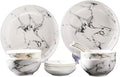 14 Pieces Marble Pattern Dinner Set White Grey Ceramic Tableware