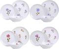 12-Piece Melamine Dinnerware Set Unbreakable Plates and Bowls Set for Outdoor Camping Picnic Party Service for 4 Shatterproof &amp Lightweight Floral Dining Dishes Set Blue Purple Red Pink