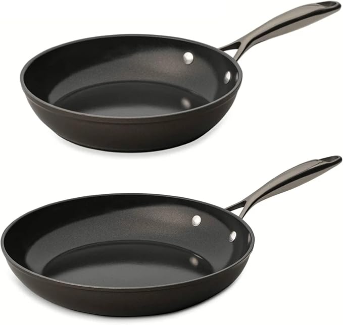 12-Piece Non-Stick Aluminum Cookware Set with Induction Base Oven Safe Black Finish (Black &amp Gunmetal)