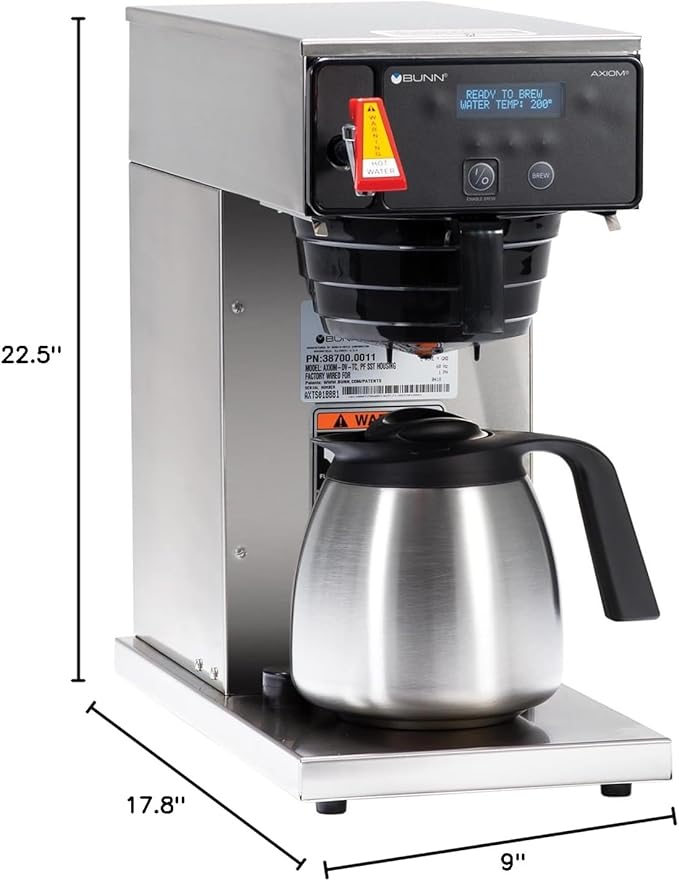 Bunn 38700.0011 Axiom-DV-TC Dual Voltage Commercial Thermal Coffee Brewer Black/Stainless (120V Standard)