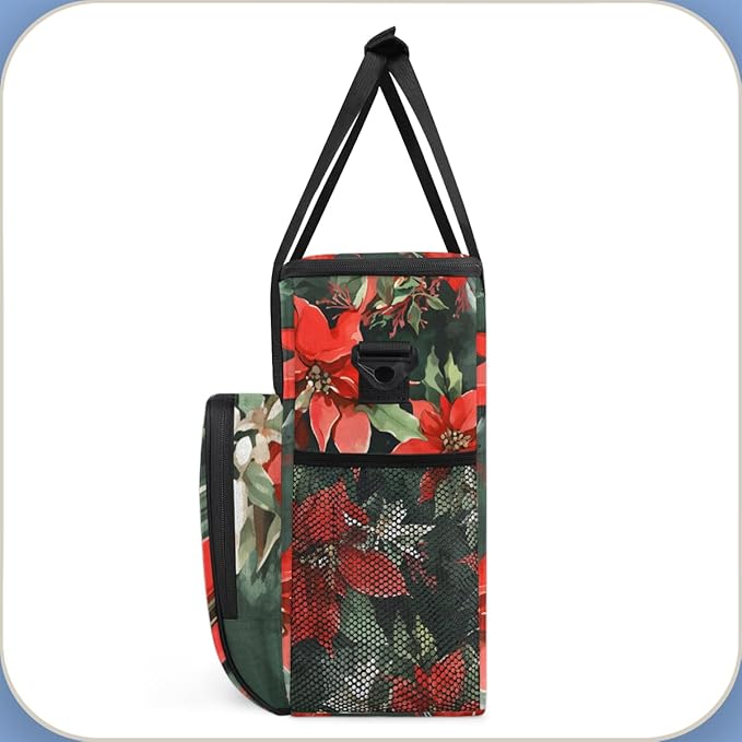 Holly Berry Flowers Coffee Maker Carrying Bag Oil Painting Flowers Travel Storage Bag Compatible with K-Mini or K-Mini Plus Single Serve Coffee Brewer Carrying Case with Pockets &amp Shoulder Strap