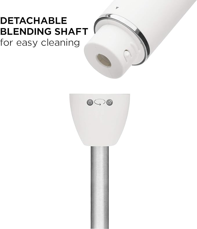 Chefman Immersion Stick Hand Blender with Stainless Steel Blades Powerful Electric Ice Crushing 2-Speed Control Handheld Food Mixer Purees Smoothies Shakes Sauces &amp Soups Ivory
