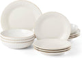 Lenox 891196 French Perle Groove White 12-Piece Pasta Bowl Dinnerware Set Service For 4