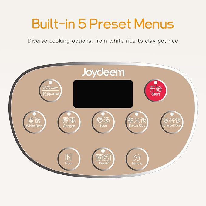 Joydeem Mini Ceramic Rice Cooker 2.5 Cups Uncooked Rice Cookers with Pure Ceramic Inner Pot Healthy &amp PFOA Free 1.2L/1.3 qt DFB-C120
