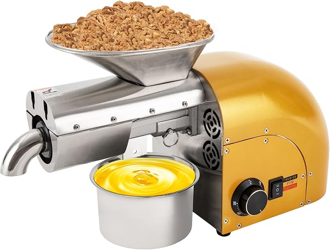 1800W Oil Press Machine Cold &amp Hot Press Stainless Steel Nut &amp Seed Extractor with 300°C Control Low Noise Copper Motor Countertop Expeller for Peanut Sunflower Walnut Soybean Avocado