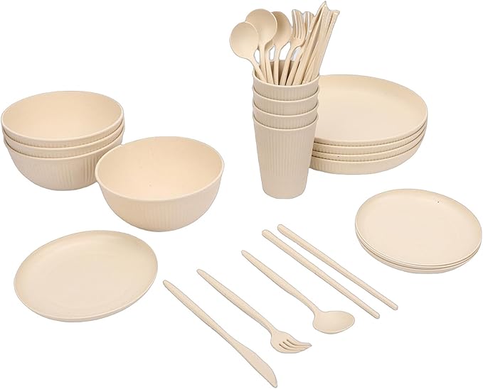 Pssopp Unbreakable Plates Bowls Cups Dinnerware Sets Set Modern Dishes for 4 People Home Picnic Unbreakable Plates Bowls Cups Dinnerware Camping Picnic Dishes Nan