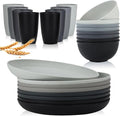 Wrova wheat straw bowls and plates sets with 12oz cups - unbreakable dinnerware sets of 24 - Classic series