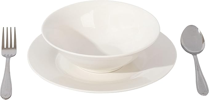 16 Piece Fine Ceramic Dinnerware Set White Geometric Casual Round Dishwasher Safe