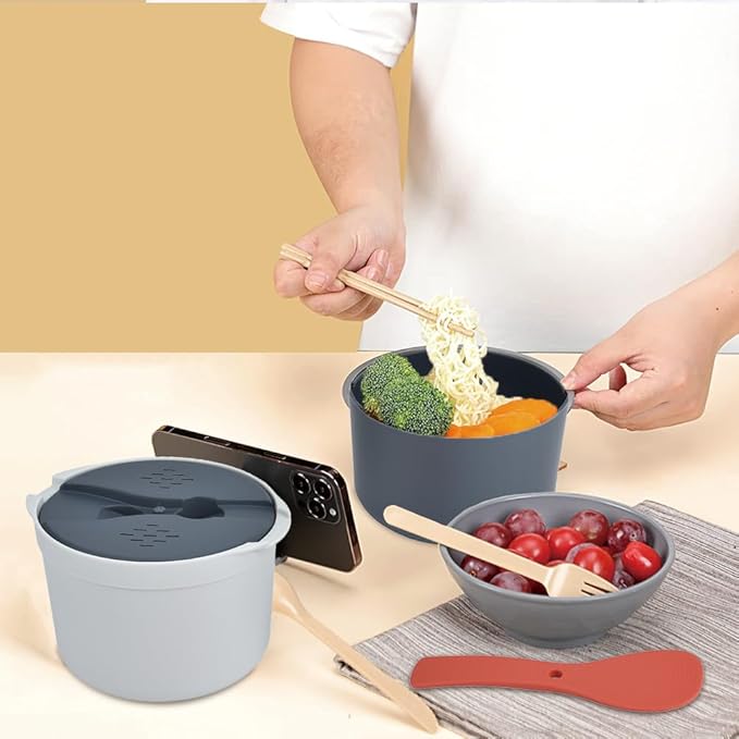Microwave Rice Cooker 2L Microwave Steamer Nonstick PP Steamer with Lid Strainer Rice Spoon Express Pasta Cooker for Vegetables Quinoa Oatmeal Ramen Meal Prep Essential (Orange)